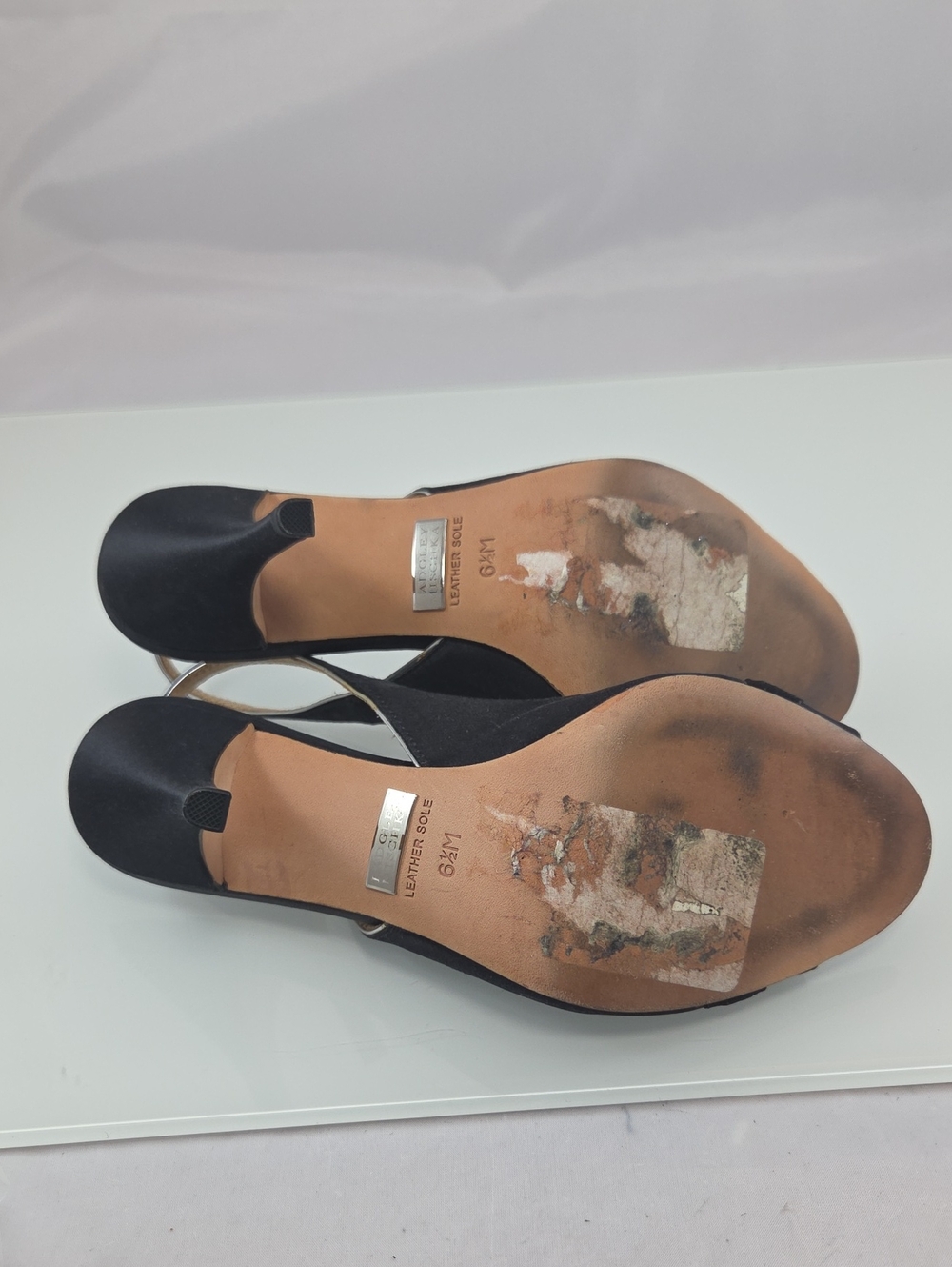 Badgley Mischka Black Embellished Slingback Peep-Toe Heels - Picture 9 of 13